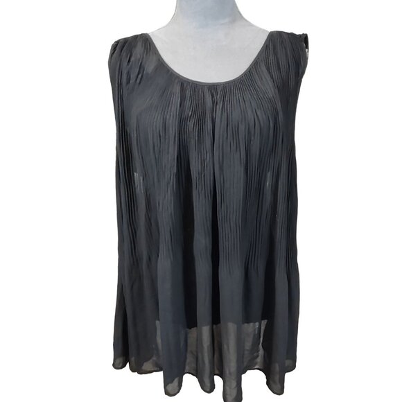 Grace Elements Blouse Womens XL Black Pleated Flowy Corpcore Classicore Feminine - Picture 1 of 8